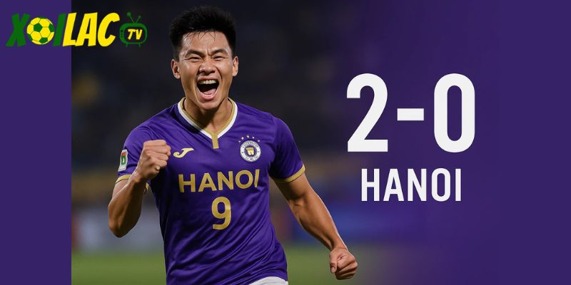 Hình ảnh Tuấn Hải ăn mừng, dự đoán 2-0 nghiêng về Hà Nội.